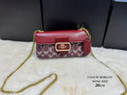 Coach Morgan Fabric Cow Leather Patchwork Shoulder Bag Crossbody Bag Small Size Women's Burgundy
