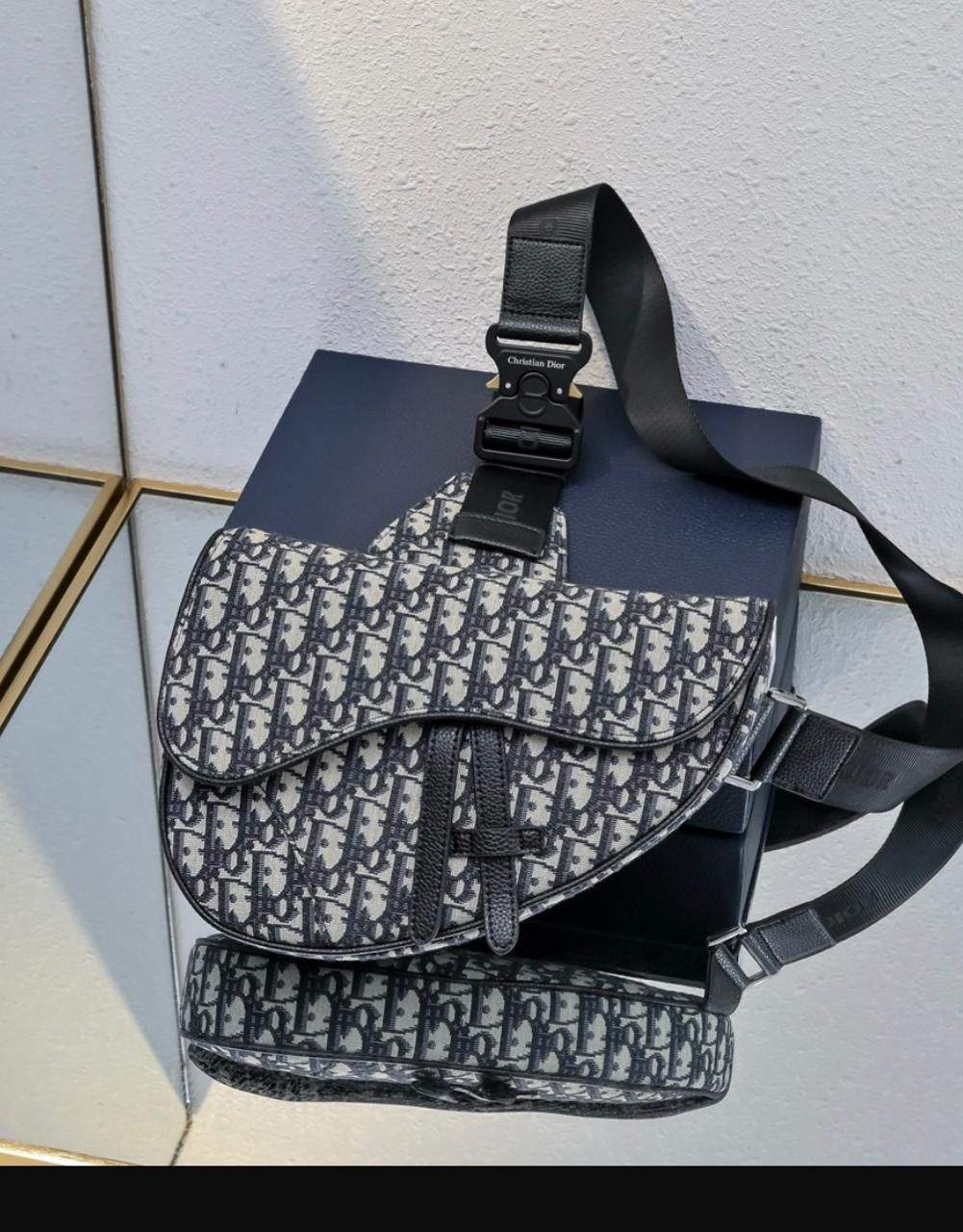 Dior Black Saddle Oblique Jacquard Men’s Bag