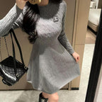 Chanel Gray Cotton CC Logo Mini Dress