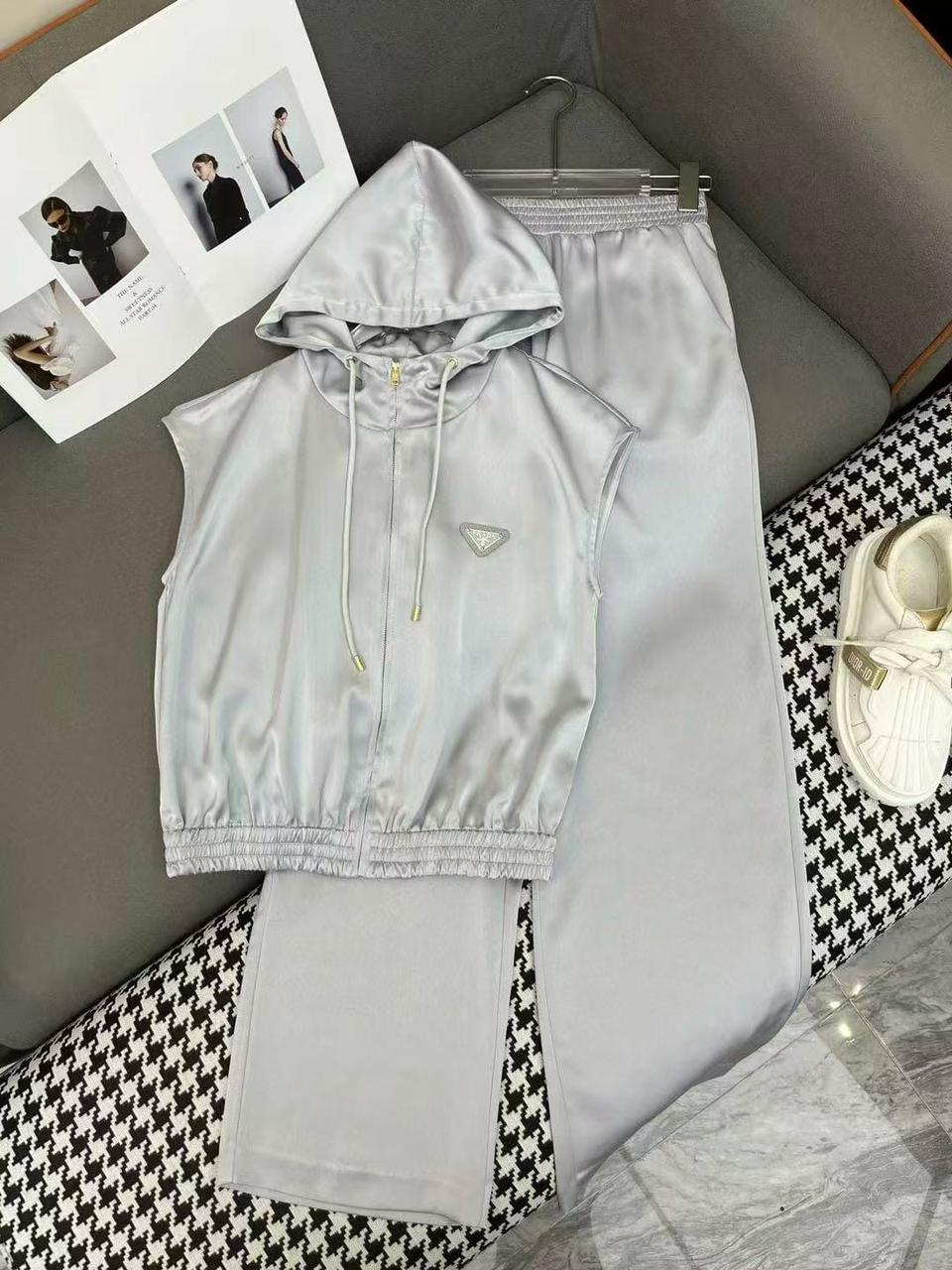 PRADA Trendy Silver Hooded Outfit