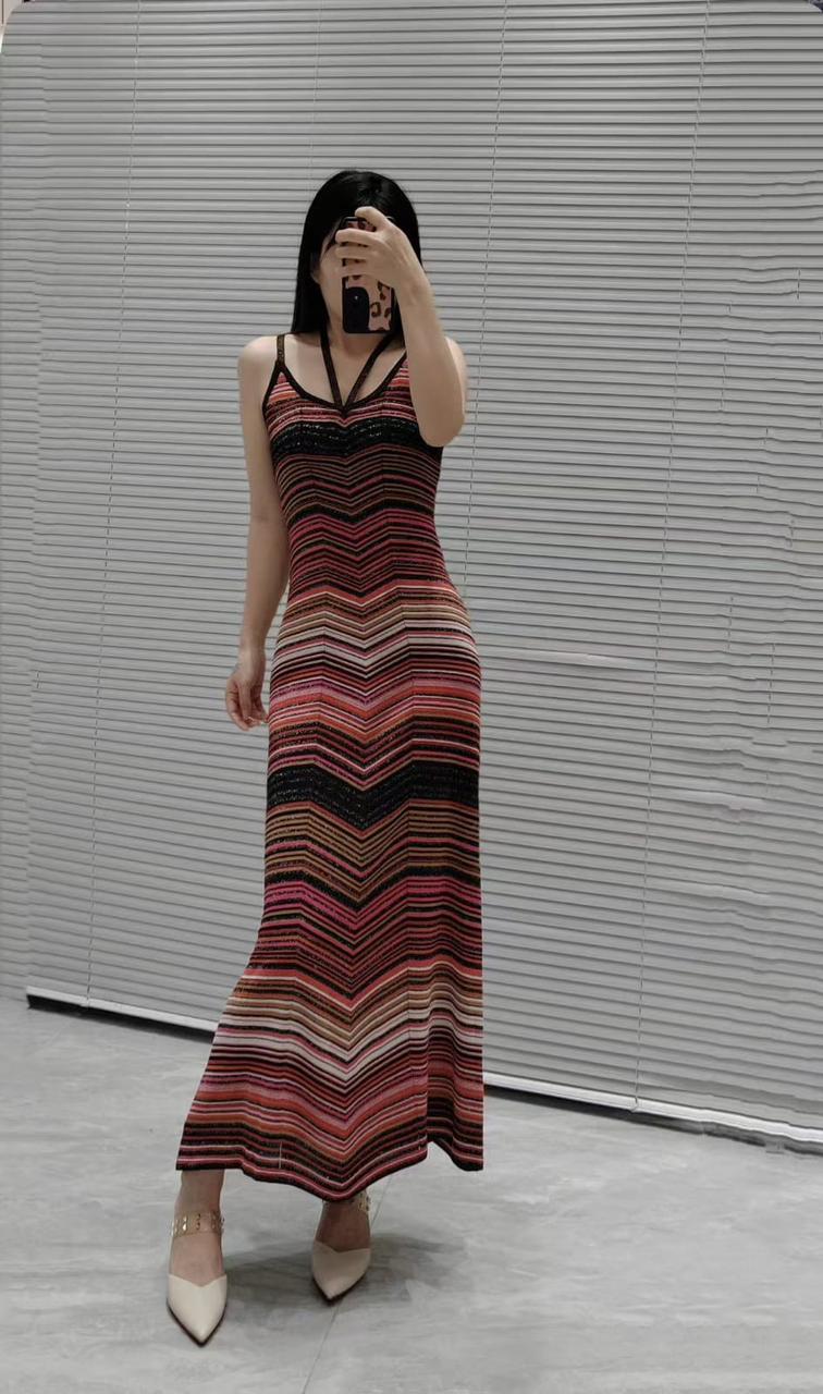MISSONI Stripe sleeveless metallic knitted maxi dress