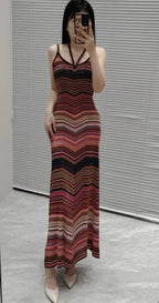MISSONI Stripe sleeveless metallic knitted maxi dress
