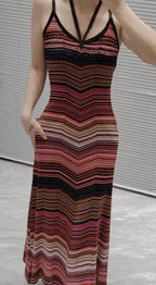 MISSONI Stripe sleeveless metallic knitted maxi dress