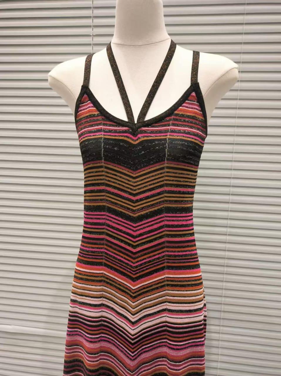 MISSONI Stripe sleeveless metallic knitted maxi dress