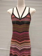 MISSONI Stripe sleeveless metallic knitted maxi dress