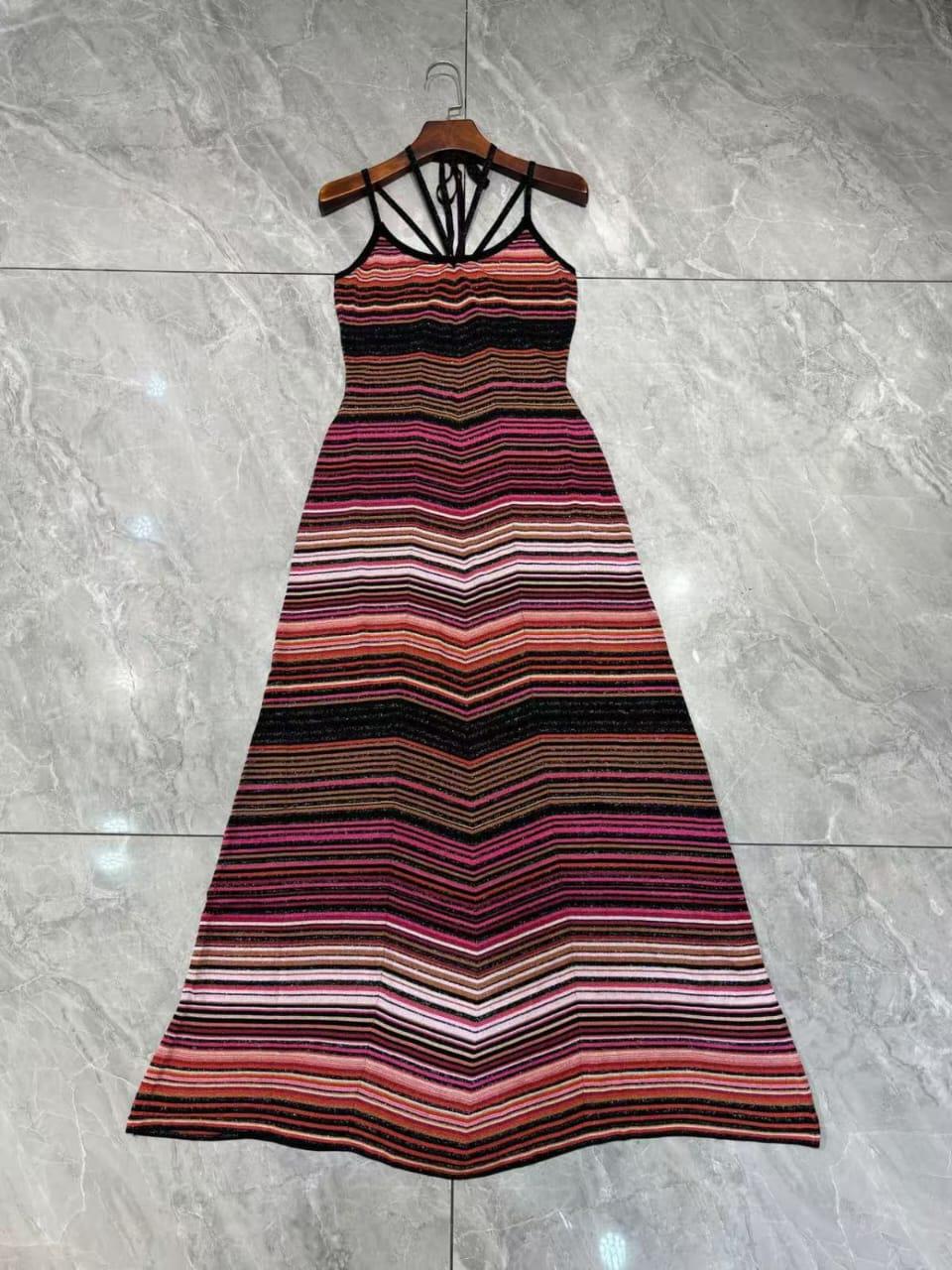 MISSONI Stripe sleeveless metallic knitted maxi dress