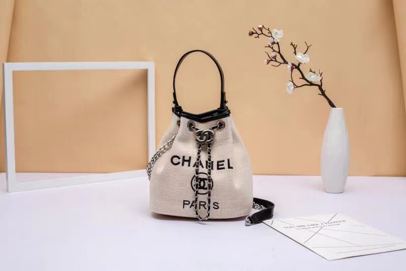 Chanel White Straw Deauville Backpack