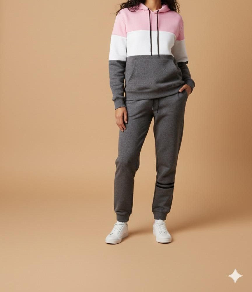 Premium Comfort Fleece Tracksuit for both Women/Men In Gray Colour.